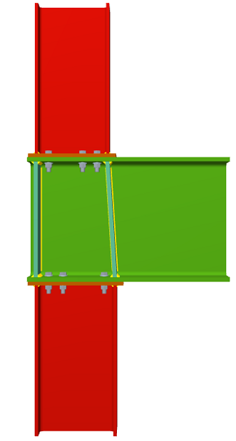 Uniones. Pilar inferior y pilar superior en nudo extremo de pórtico con viga pasante