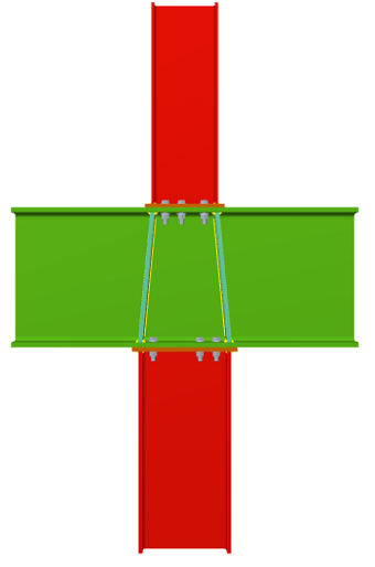 Uniones. Pilar inferior y pilar superior en nudo intermedio de pórtico con viga pasante