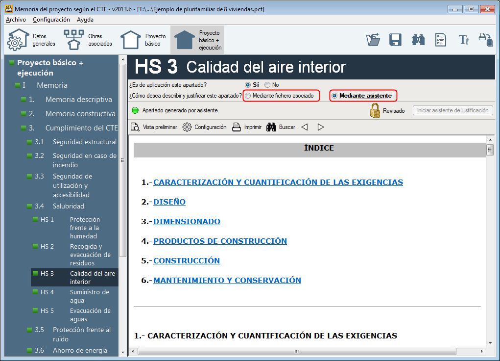 Memorias CTE. Asistente para la introducción de datos del DB HS 3. Calidad del aire interior