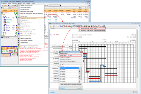 Arquímedes y Control de obra. Exportación del diagrama de tiempos-actividades al formato XML (calendario laboral)