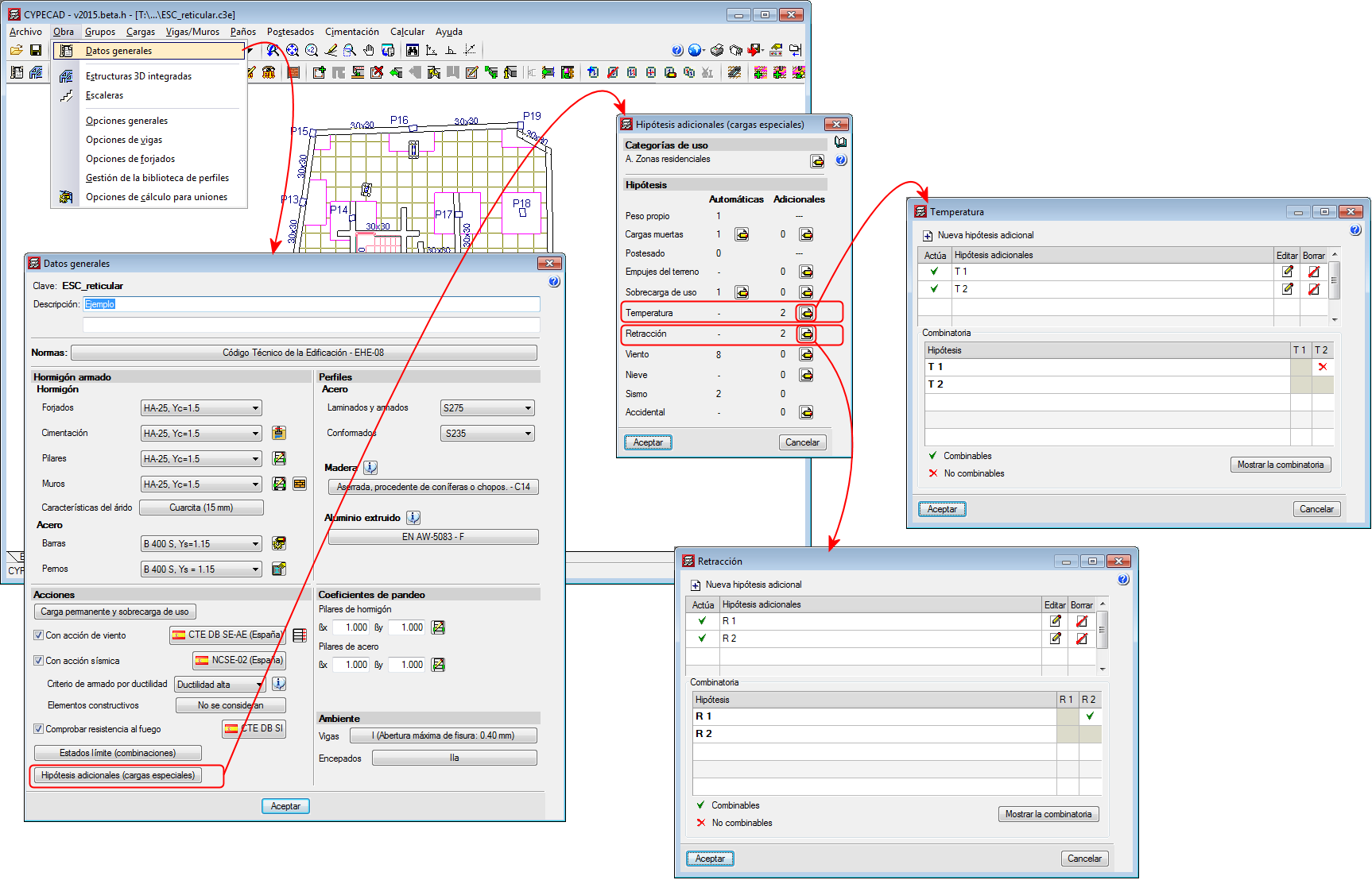 CYPECAD y CYPE 3D. Hipótesis específicas para cargas de temperatura y retracción