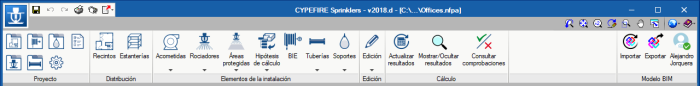 CYPEFIRE Sprinklers. Interfaz de versiones anteriores a la 2018.e