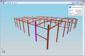 CYPE 3D. Vista 3D de la estructura. Información de elementos estructurales