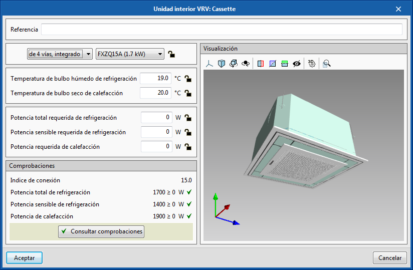 Open BIM DAIKIN. Visualización 3D de equipos en sus paneles de edición