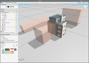 IFC Builder. Visualización de las sombras sobre el modelo 3D del edificio.